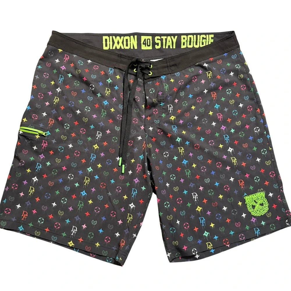 Dixxon Flannel CO. Board Shorts Stay Bougie Mens Size 40  Black Graphic Graffiti